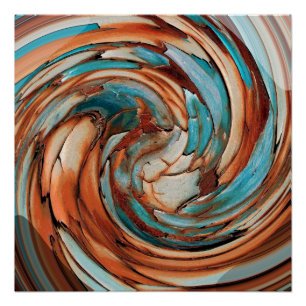 Rust and Blue Abstract Swirl  Poster
