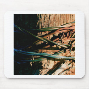 Rust and Blue Barbed Wire Mouse Mat