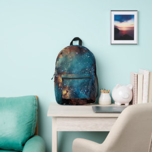 Rust and Dusty Blue Nebula Printed Backpack