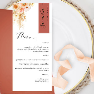 Rust and Peach Blush Personalised with Guest Name Menu
