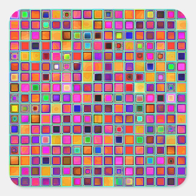 Rust And Purple Rustic 'Clay' Tiles Pattern Square Sticker (Front)
