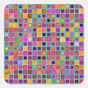 Rust And Purple Rustic 'Clay' Tiles Pattern Square Sticker