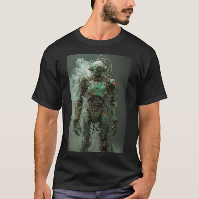 Rust and Remnants: A Dystopian Android T-Shirt (Front)