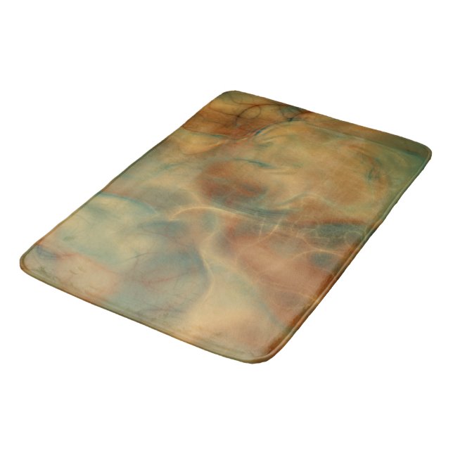 Rust and Sea Green Marble abstract Bath Mat (Angled)