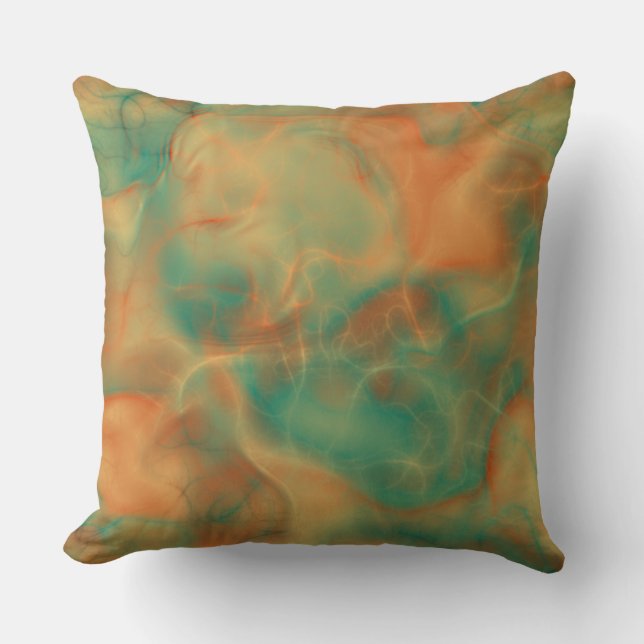Rust and Sea Green Marble abstract Cushion (Front)