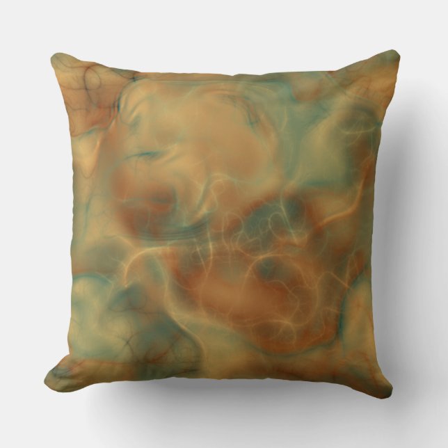 Rust and Sea Green Marble abstract Cushion (Front)