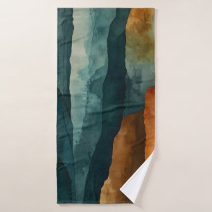 Rust and Teal Bath Towel Set