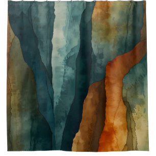 Rust and Teal Shower Curtain