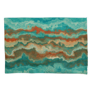 Rust and Turquoise Abstract Pillowcase