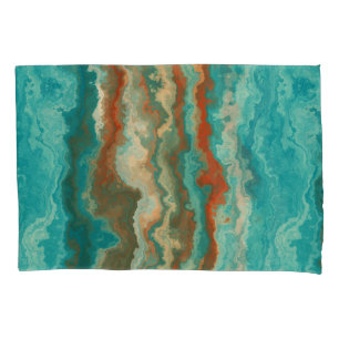 Rust and Turquoise Abstract Pillowcase