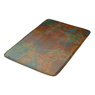 Rust and Turquoise Marble abstract 4 Bath Mat