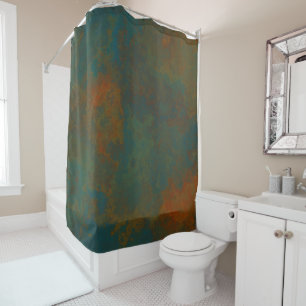 Rust and Turquoise Marble abstract 4 Shower Curtain