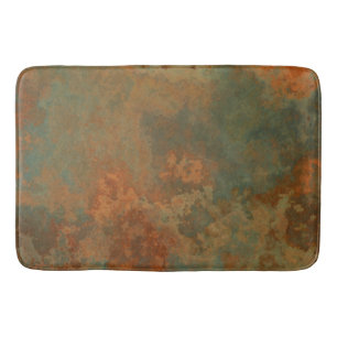 Rust and Turquoise Marble abstract 5 Bath Mat