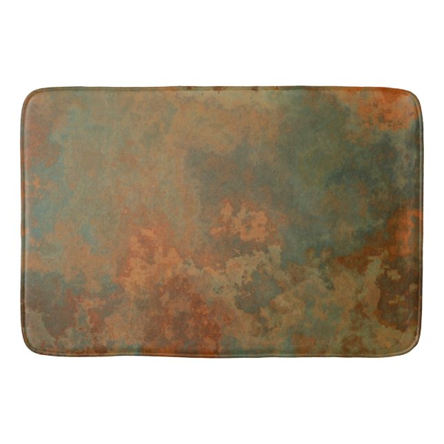 Rust and Turquoise Marble abstract 5 Bath Mat (Front)