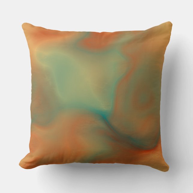 Rust and Turquoise Marble abstract Cushion (Front)