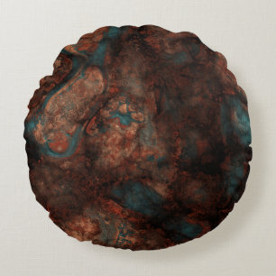 Rust and turquoise stone round cushion