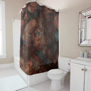 Rust and turquoise stone  shower curtain