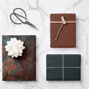 Rust and turquoise stone wrapping paper sheet