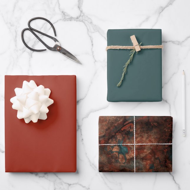 Rust and turquoise stone  wrapping paper sheet (Front)