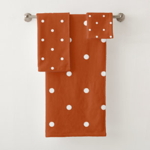 Rust and white dots bath towel set