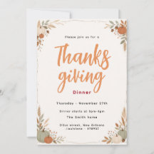 Rust Autumn Pumpkin Thanksgiving Dinner Invitation