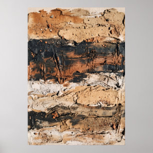 Rust Black Textured Abstract Poster