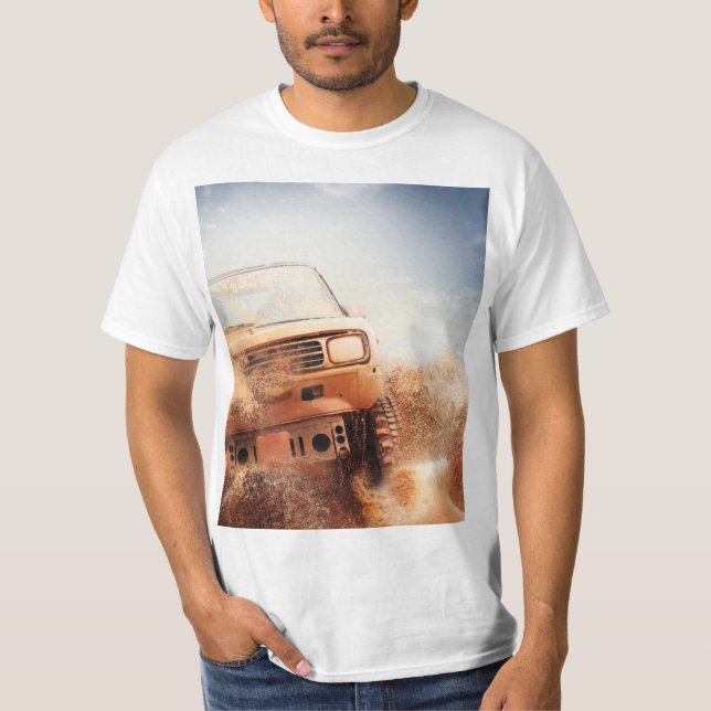 Rust Blaze: Trendy Sports Car Print Tee (Front)