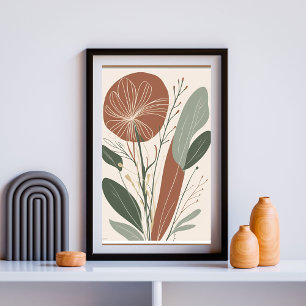 Rust Blossom Elegance V – Modern Abstract Floral W Poster
