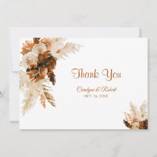 Rust Bohemian And Pampas Grass Wedding Thank You Card