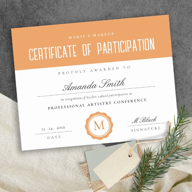 Rust Boho Minimal Certificate of Participation (Creator Uploaded)
