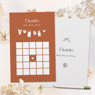 Rust Boho Minimalist Baby Shower Bingo Game