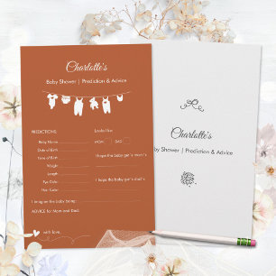 Rust Boho Minimalist Baby Shower Predictions Game