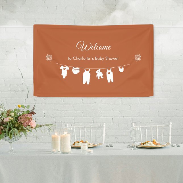 Rust Boho Minimalist Baby Shower Welcome Banner (Rust Boho Minimalist Baby Shower Welcome Banner ©Susanne Sachers - Sunny Mind 🌞)