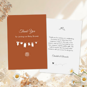 Rust Boho Minimalist Gender Neutral Baby Shower Thank You Card