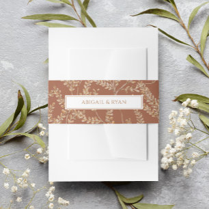 Rust Boho Wildflower Floral Butterfly Wedding Invitation Belly Band