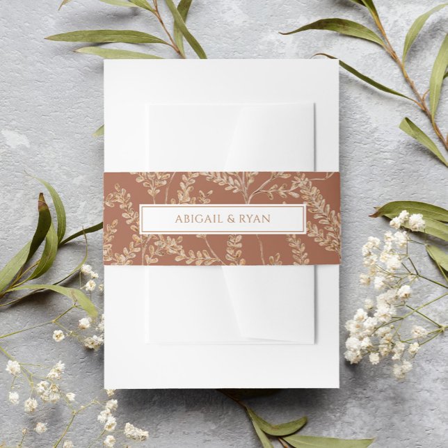 Rust Boho Wildflower Floral Butterfly Wedding Invitation Belly Band (Creator Uploaded)