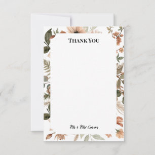 Rust Botanical Floral Wedding Thank You Card