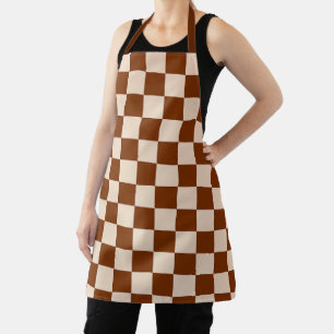 Rust brown and beige checkerboard pattern apron