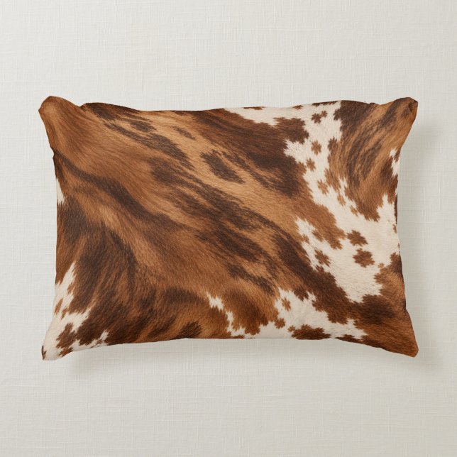 Rust Brown Brindle Cowhide Decorative Cushion (Front)