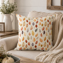Rust Brown Cream Grey Fall Leaves Cosy Farmhouse