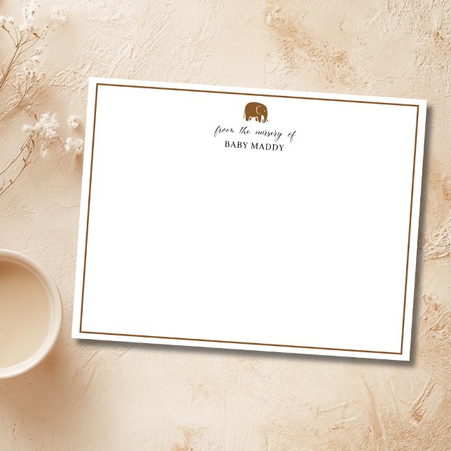 Rust Brown Elephant Nursery Stationery Note Card (Creator Uploaded)