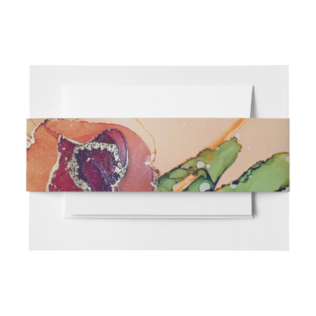 Rust Brown Floral Wedding  Invitation Belly Band (Front Example)