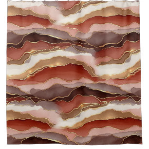 Rust Brown Gold Marble Contemporary Shower Curtain