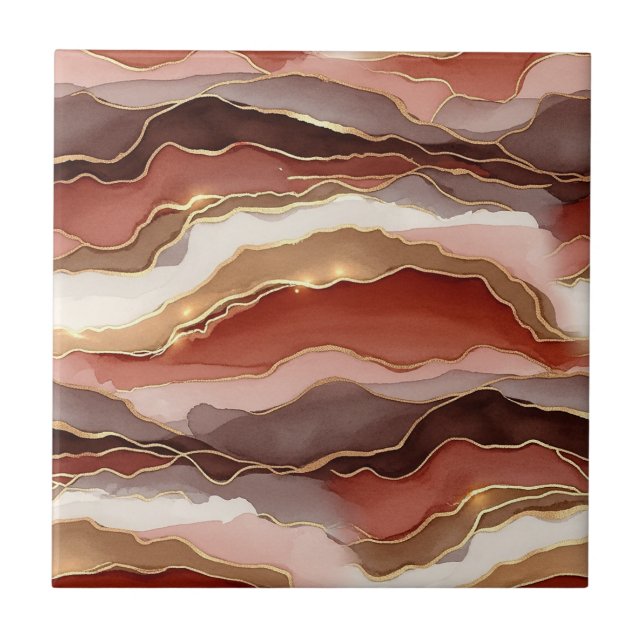Rust Brown Gold Marble Contemporary Tile (Front)