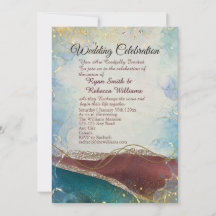 Rust Brown Gold Watercolor Wedding Invitation