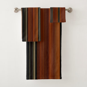 Rust Brown Modern Stripes  Bath Towel Set