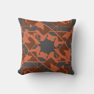 Rust Brown on Charcoal Mediterranean Floral Motif Cushion