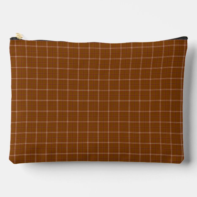 Rust Brown Plaid Classic Pattern Rustic Accessory Pouch (Front)
