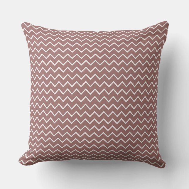 Rust Brown Polka Dot/ Zig Zag Reversible Pillow (Front)