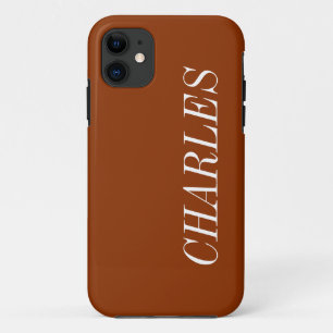 Rust Brown Solid Colour Minimalist Name iPhone 11 Case